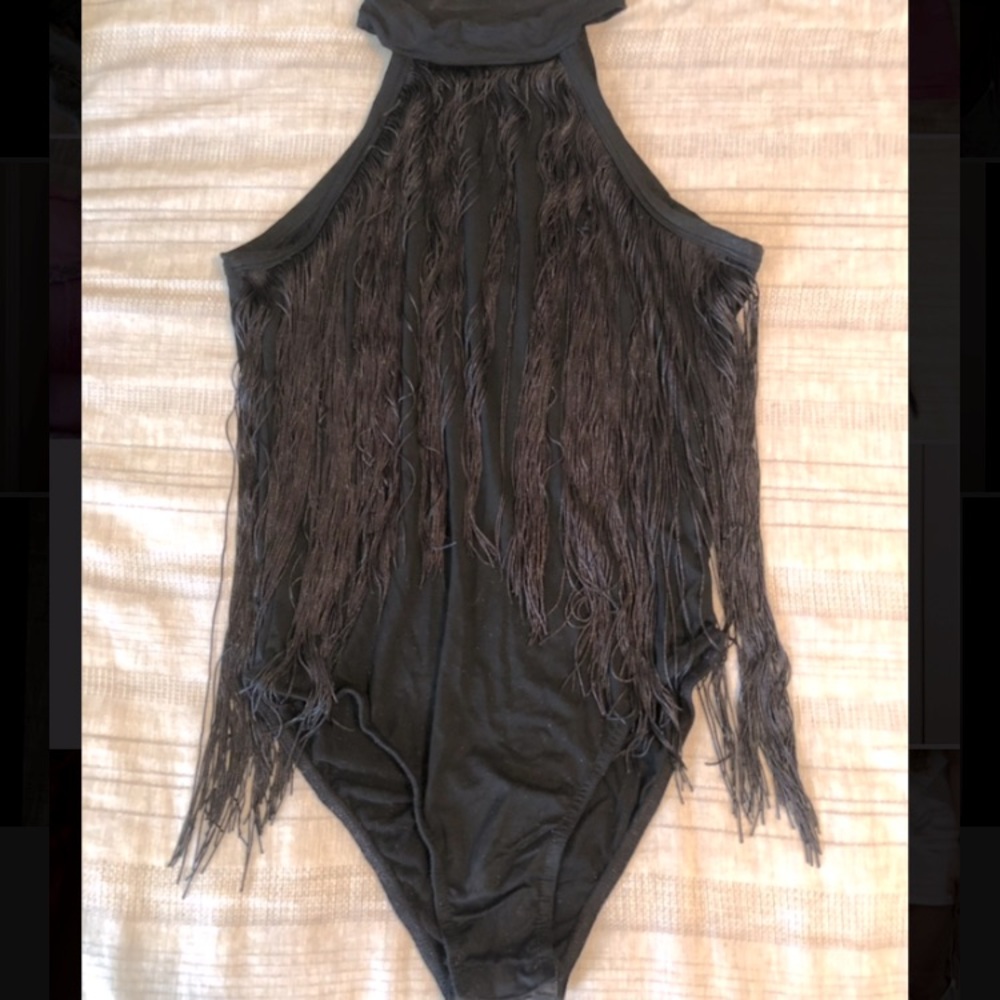 Black Fringe Bodysuit